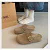 Bailarina Baotou para mujer, calzado de exterior, sandalias perezosas retro casuales versátiles, estilo Birkenstock con hebilla, corcho suave, suela gruesa