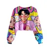 Grupo Cazador de Brujas K-Pop Patrón Impresión 3D Transfronterizo Nuevo Sudadera Corta Casual para Chicas Venta Directa de Fábrica