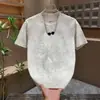 Dropshipping Transfronterizo Marca de Moda Estampado de Hojas Cuello Redondo Manga Corta Verano Nueva Moda Versátil Casual Juvenil Camiseta