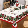Toalha de Mesa Decorativa para Cena de Árvore de Natal Venda Quente Transfronteiriça Papai Noel Floco de Neve Boneco de Neve Impermeável Capa para Mesa de Jantar