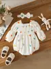 Ropa de Bebé Estilo Coreano Primavera Manga Larga Romper Bodysuit de Princesa Floral para Bebé Niña