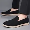 Mocasines casuales de cuero para hombre transfronterizos, zapatos slip-on de gamuza retro, mocasines perezosos estilo 'old money' para el día a día