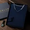Tejidos de Cachemir para Hombre Hechos a Medida Jersey de Cuello en V de Cachemir Tejido de Punto de Moda que Reduce la Edad con Base de Tejido de Lana