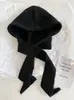 Etiqueta de Tecido Chapeuzinho Vermelho Outono e Inverno Estilo Coreano Chapéu de Lã Quente com Capuz Pequeno Moda Chapéu de Tricô Versátil para Mulheres