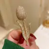 Broche de Tulipán con Ramo Completo de Diamantes Estilo Francés Súper Hermoso, Broche de Circonita Elegante y Versátil para Mujer, Adecuado para Trajes y Abrigos