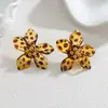 Pendientes de Otoño e Invierno Acero Inoxidable Oro de 18K Pendientes de Flor No se Desvanecen Lujo Accesible Pendientes de Gama Alta Dropshipping