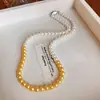 Colar de Pérolas Colorido Contrastante Acessível de Luxo Francês Moda de Nicho Versátil Corrente para Clavícula Popular Retro Elegante Colar de Alta Qualidade