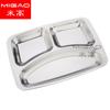 Plato de comida rápida de acero inoxidable extra grueso 304 Plato de comida rápida escolar de cuatro compartimentos, cinco compartimentos, seis compartimentos Plato de arroz Lonchera con adornos Lonchera