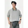 Sudadera Nueva de Otoño 2026 para Hombre, Corte Holgado, Falso Dos Piezas, Camiseta de Manga Larga con Cuello Polo a Cuadros de Color Contrastante, Camiseta de Alta Gama