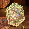 Adesivos de Cenário 3D Mr. Paper Série Casa com Luz Quente Adesivos de Cena de Casa Original Adesivos para Material de Diário