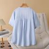 Camisa de Manga Corta de Color Puro Simple y Casual de Nuevo Estilo Verano para Mujer Talla Grande Chica Gorda Versátil Top 7592