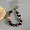 Ins Lad Corta Leopardo Cuentas Cadena de Lanyard para Teléfono Móvil Cadena de Llavero para Cámara Cadena Colgante Colgante
