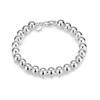 Pulsera de plata de moda coreana, venta al por mayor, cuentas plateadas de 8 mm, joyería de mano, regalo creativo para damas, fabricante en stock
