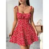 2026 Transfronterizo Europeo y Americano Amazon Verano Nueva Moda Elegante Falda Corta Vestido de Tirantes con Estampado Floral