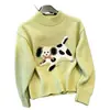 Suéter pullover amarelo estilo coreano para mulheres, outono, modelagem solta, top de tricô casual e macio