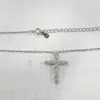 Collar de Plata de Ley S925 con Cruz de Moissanita Lujo Ligero Moda Versátil Hip Hop Europeo Americano Unisex Collar de Moissanita