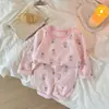 Conjunto de Ropa Interior y para Casa de Algodón de Fibra Larga Sin Costuras Otoño e Invierno para Niños Aomiaocong Juego de Pijamas para Niños y Niñas Conjunto de Ropa y Pantalones de Otoño