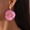 Colgante de Flor Pintada con Spray de Aguja de Plata Pendientes de Perla de Lujo Ligero Pendientes de Botón de Gama Alta Pendientes Dulces de Moda con un Diseño Único