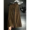 Jeans de trabajo vintage marrones para hombre, estilo retro americano, bolsillos grandes, pierna recta, adelgazantes, ligeramente acampanados