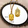 Colar Estilo Étnico Dourado Areia Vietnamita Cabeça de Buda, Estilo Antigo Versátil Corrente de Contas Redondas Imitação de Ouro Buda Maitreya Pingente de Liga de Cobre
