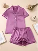 Pijama Curto de Seda para Casa da Fábrica Original, Liquidação Especial Primavera/Verão para Mulheres, Conjunto de Luxo em Seda Gelada com Gola Reversível