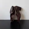 Versión de Cuero Suave~Retro Francés Primavera/Otoño Zapatos Pequeños de Cuero Negros para Ir al Trabajo Zapatos de Tacón Grueso Cuadrado de Punta Baja Tacón Alto Zapatos de Salón Mujer