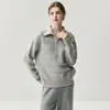 Estilo Coreano Sencillo Cuello Polo Ropa de Trabajo Suéter Holgado de Cachemira Otoño e Invierno 2025 Calidad Versátil Cremallera Suéter Cálido Tendencia