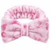 Diadema de franela con lazo estampado digital, banda elástica para el cabello para spa, deportes, lavado de cara