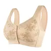 Sujetador Nuevo Jacquard Estilo Chaleco de Algodón Suave con Hebilla Delantera para Mujeres de Mediana Edad y Mayores de Talla Grande Sin Aros con Tirantes Anchos