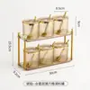 Frasco de Acrílico para Condimentos de Doble Uso en Pared y Mesa de Alta Apariencia Set de Almacenamiento de Cocina con Rejilla de Hierro y Caja de Especias