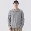Moletom Pulôver Masculino Texturizado Solto Primavera e Outono 2026, Top Casual Japonês com Gola Lapela de Manga Longa, Jaqueta Tendência