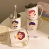 Familia de Cuatro Dibujos Animados Vasos Gruesos Lindos para Enjuague Bucal Cepillos de Dientes de Acero Inoxidable 304 Resistentes a la Suciedad Pareja Set Creativo para Cepillarse y Lavarse