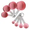Juego de tazas medidoras y cucharas medidoras de plástico, juego de 8 piezas, mango de acero inoxidable, taza medidora para hornear con escala, herramienta medidora para hornear