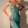 Vestido de Verano Ajustado sin Mangas con Abertura Lateral Sexy de Tirantes Bajos para Mujer - Sitio Independiente de Amazon Europeo y Americano 2024