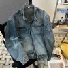Nueva Chaqueta de Mezclilla Lavada Estilo Retro Americano para Primavera y Otoño para Hombres y Mujeres, Diseño Holgado con Cuello Semi Alto, Chaqueta con Cremallera de Trabajo