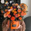 Cubo para Ramo de Halloween Cubo para Arreglo Floral Naranja Caja Pequeña Mini de Flores Empaque para Flores Floristería Caja de Regalo Floral Cubo de Flores