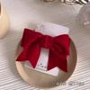 Horquilla de lazo grande de color rojo vino para otoño e invierno, horquilla de terciopelo para niños de Año Nuevo 2022, accesorios elegantes y dulces para el cabello.
