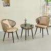 Cadeira de Rattan Trançado com Encosto para Lazer no Pátio Restaurante Terraço Varanda Cadeira Externa Pequeno Jardim Café Conjunto de Mesa e Cadeiras