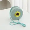 Nova Bolsa de Palha Infantil para Primavera e Verão Porta-Moedas Girassol Tampa Flip Bolsa Pequena Transversal de Moda para Viagem na Praia para Menina