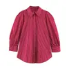 Estilo Europeo y Americano Transfronterizo Z Nueva Moda Elegante Ropa para Mujer al por Mayor Camisa Rayada Holgada con Mangas Abullonadas 7969228