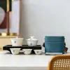 Juego de té de viaje traje porcelana jade grasa de oveja Taza Express portátil para exteriores kung fu una tetera tres tazas regalo de negocios logotipo