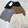 Shorts de Caxemira Marrom para Mulheres Outono e Inverno 2025 Novo Cintura Alta Linha A Emagrecedor Look Preguiçoso Base Quente Pelúcia Calça de Bota
