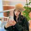 Gorro de Punto para Mujer, Gorro Holgado de Otoño e Invierno, Estilo Japonés, Hilo Versátil Negro, Circunferencia de Cabeza Grande, Gorro para el Frío Postparto, Gorro de Moda para Hombre