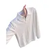 Camisa Polo de Punto con Rayas Verticales Estilo Old Money para Hombre Otoño Camiseta de Manga Larga American Cleanfit Sudadera Versátil para Pareja