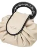 Bolsa de Maquiagem para Pessoa Preguiçosa, Novo Fechamento com Cordão em Couro PU, Bolsa de Armazenamento de Cosméticos Estilo Francês, Bolsa de Higiene Pessoal Portátil de Grande Capacidade