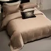 Conjunto de Quatro Peças de Algodão Tencel e Linho, Jacquard Vazado de Liocel, Conjunto de Roupa de Cama de Lençol de Alta Qualidade Luxuosa, Alta Contagem de Fios e Alta Densidade