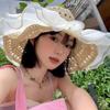 Sombrero de Playa de Verano Japonés Sombrero de Paja de Encaje para Mujer Sombrero Fresco con Protección Solar Sombrilla Viaje Vacaciones Plegable Sombrero para el Sol