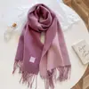 Bufanda de Lana Mezclada Estilo Coreano con Flecos en Bloques de Color por Ambos Lados para Mujer, Cuello Grueso de Color Sólido Cálido para Otoño/Invierno, Chal para Abrigo