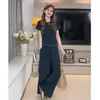 Conjunto de pantalones rectos chic y relajados de estilo casual nuevo de verano 2026, conjunto nuevo y elegante