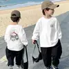 Camiseta de Manga Larga para Niños 100% Algodón Puro Prenda Base para Niños Medianos y Grandes Bebés Ropa Interior Casual Cuello Redondo Moda Primavera y Otoño